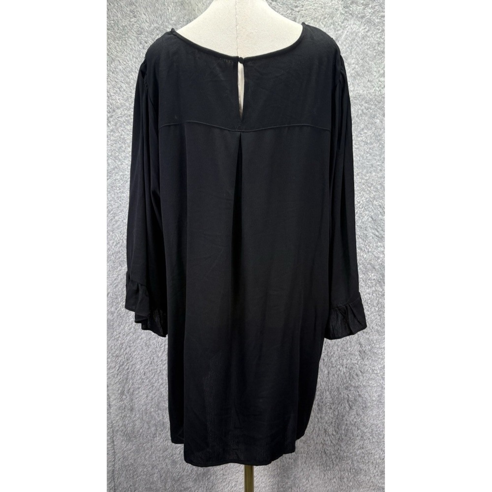 Torrid Womens Size 4 Black Lace Tunic Blouse Pintuck Ruffle Sleeve Boho Plus - Picture 3 of 11